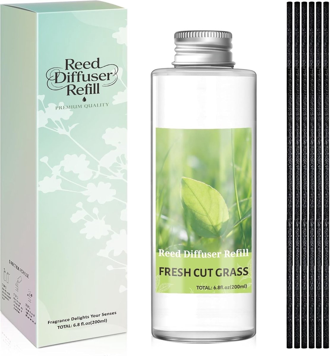 Luchtverfrisser met groene bladeren en gras, 200 ml navulolie voor huis, badkamer en kamerdecoratie, frisse geur en natuurlijke essentie