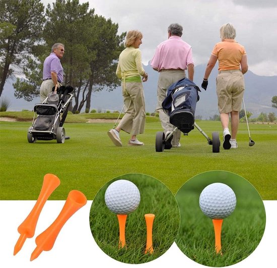 70 Stuks 70mm Oranje Plastic Golf Tees, Herbruikbare Golf Tee voor Training en Wedstrijden, Lange en Korte Golf Tees voor Golfer Accessoires — afbeelding 4