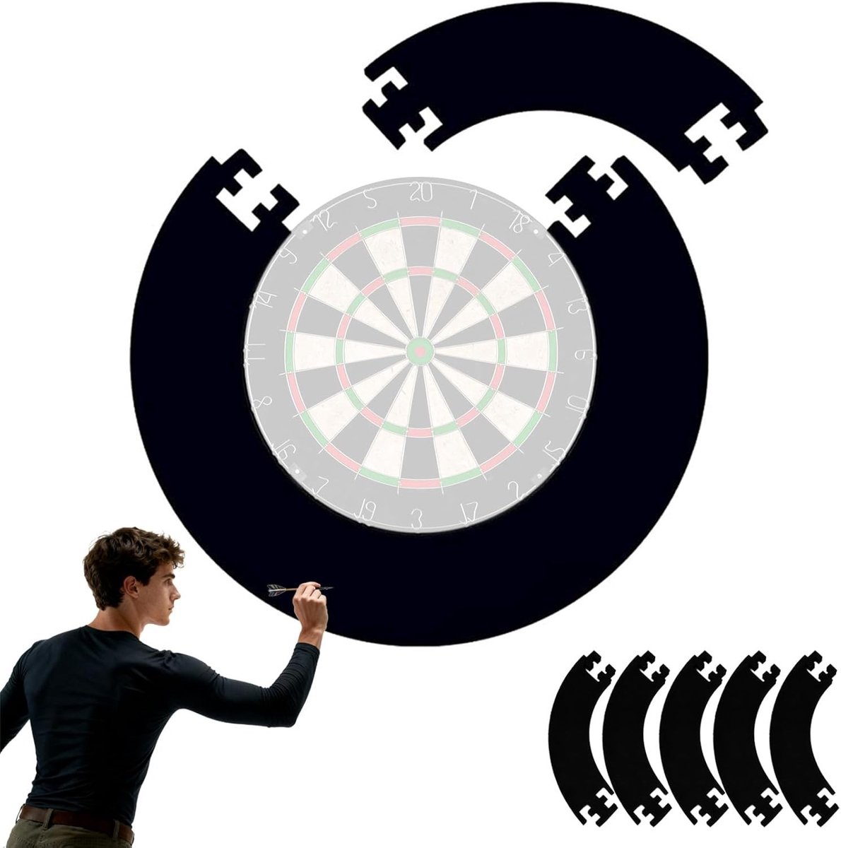 Dartbord Veiligheidsring 45cm - Wandbescherming en Backboard Bescherming voor Dartsport, EVA Materiaal, Zwart