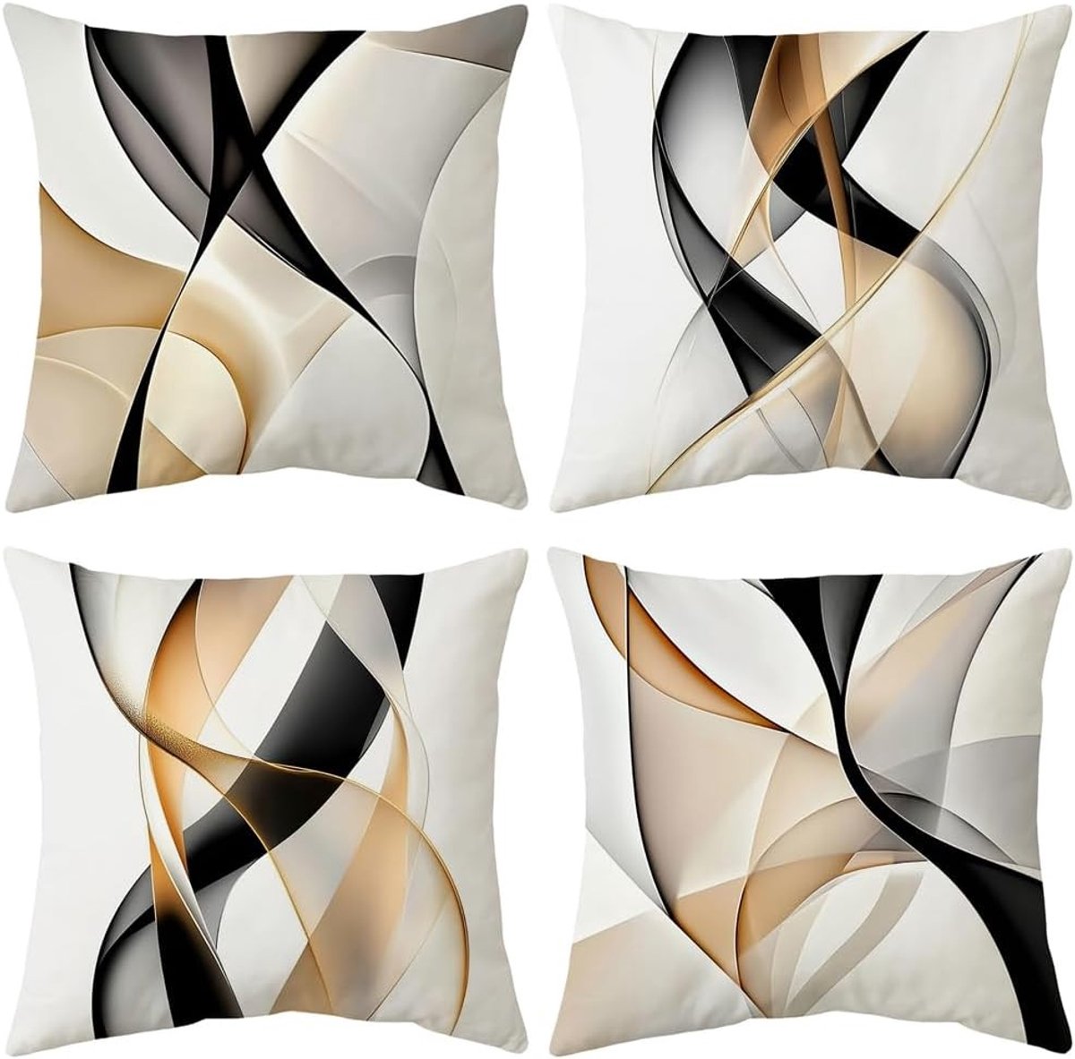 Moderne Kussenhoezen 45 x 45 cm, Set van 4 voor Sofa, Slaapkamer en Kantoor, Decoratieve Kussens