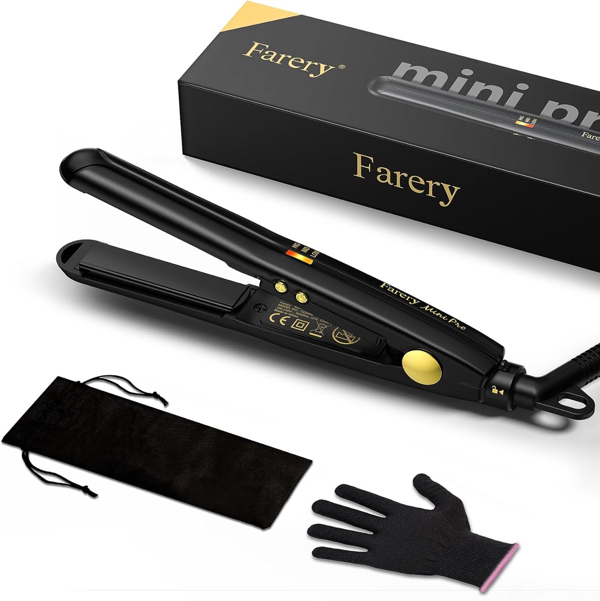 Thijox - Mini Glätteisen voor Korte Haren, Tourmalien-Keramiek Haarstijlbout, Reizigers Haarstijlbout met Etui, Automatische Uitschakeling, Tweespanni