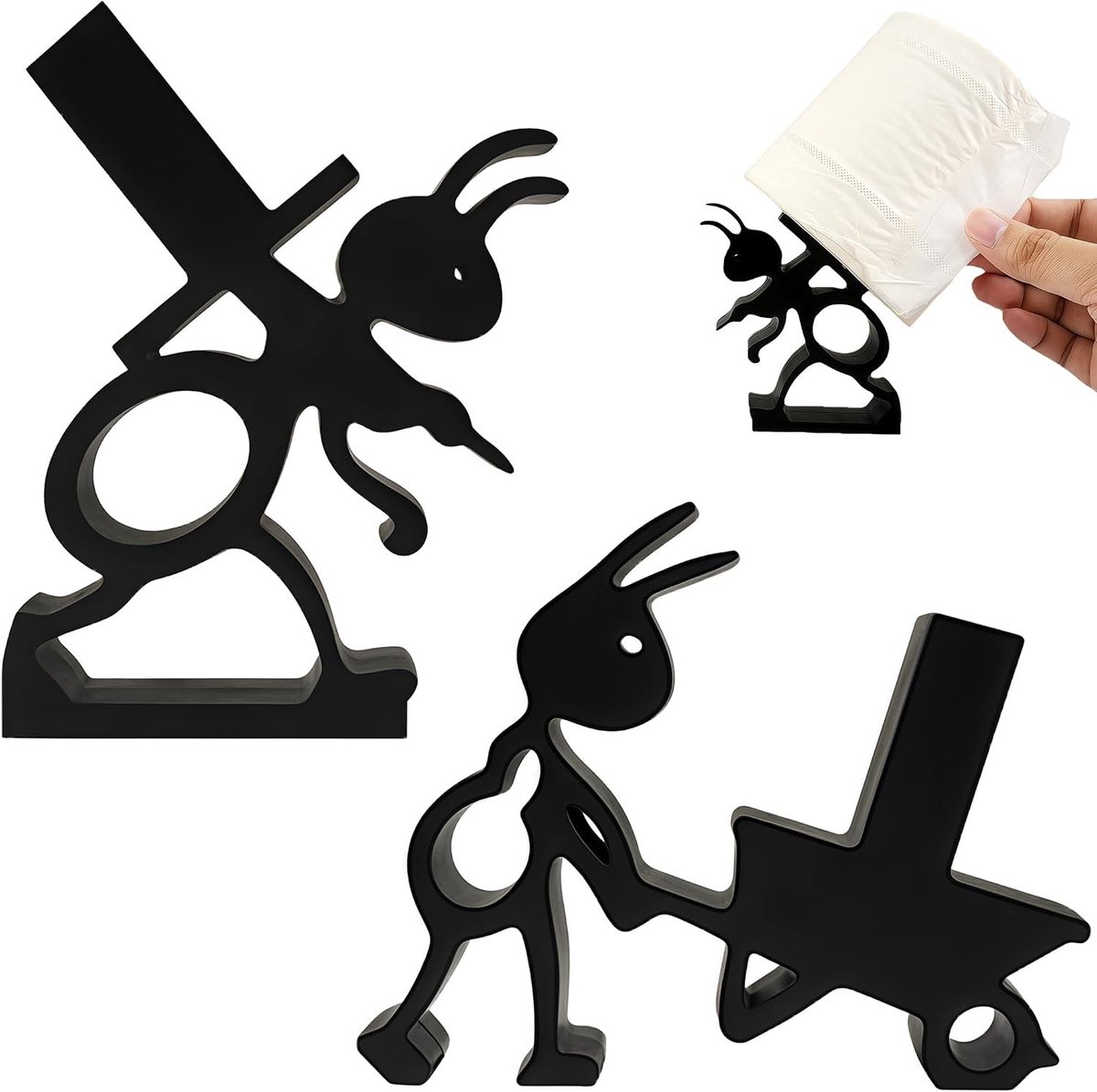 Set van 2 Vrijstaande Toiletrolhouders met Grappig Mieren Design, 3D Geprinte Badkamer Decoratie en Unieke Rollenhouder voor Toiletpapier