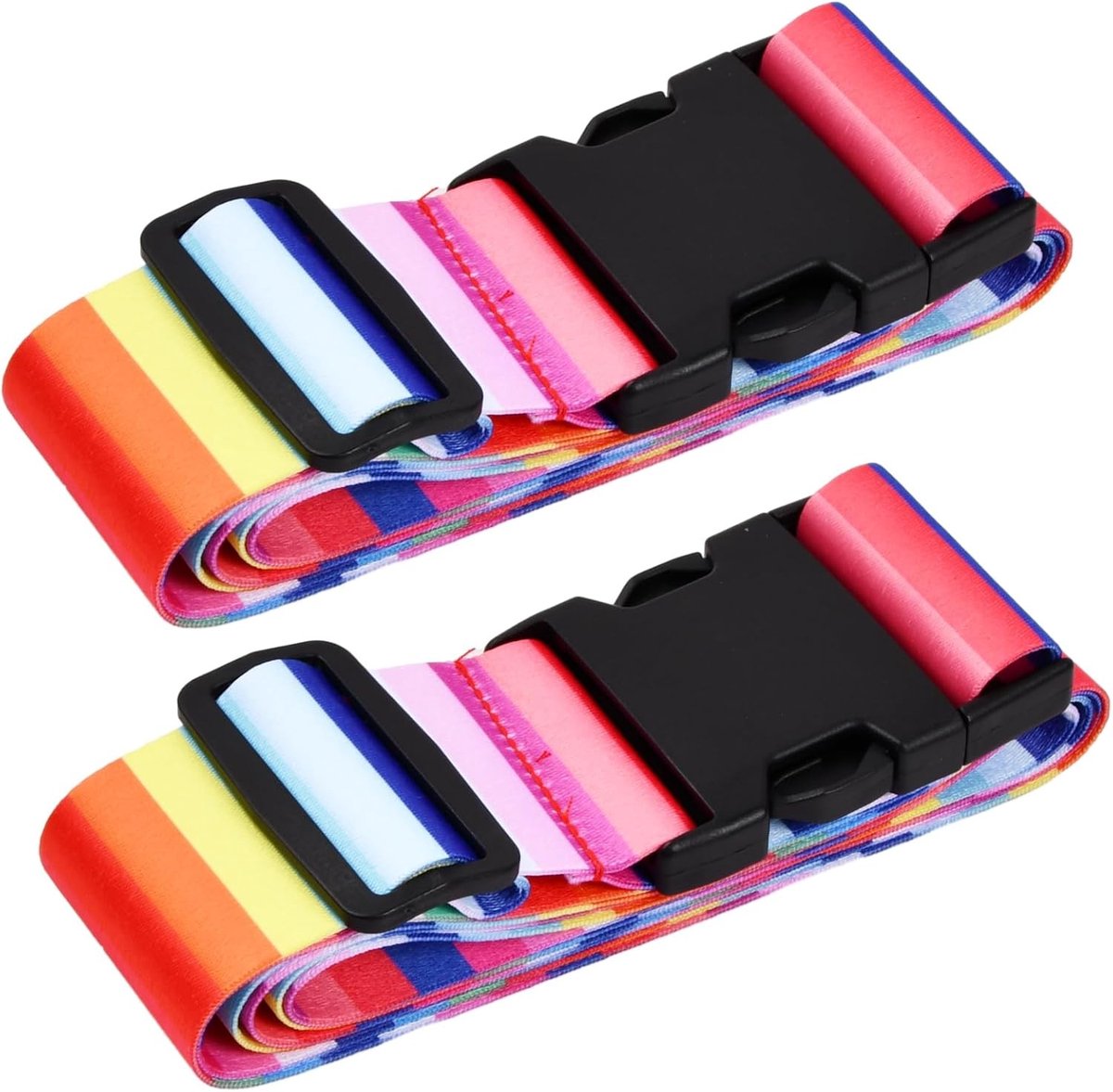 Kleurige en Verstelbare Bagagestraps met Snelsluitingen voor Reisbagage - Set van 2 voor Veiligheid en Herkenning