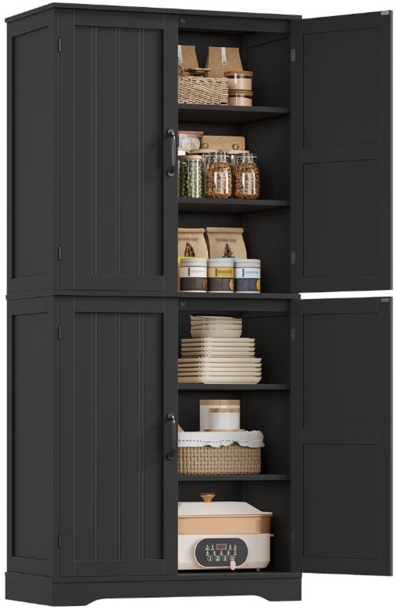 Kitchen wardrobe – Voor keuken en eetkamer – Buffetkast met 4 deuren – 180×80×40 cm, wit