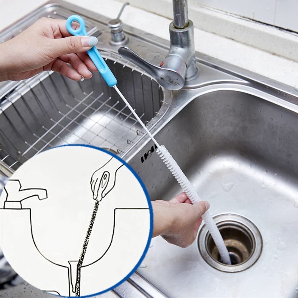 ***Gootsteen Ontstopper - afvoerpijpontstopper - ontstoppingsveer - gootsteenborstel - afvoer ontstopper - reinigingsveer - wasbak reiniger - afvoer filter - riool buisje - van Heble® ***