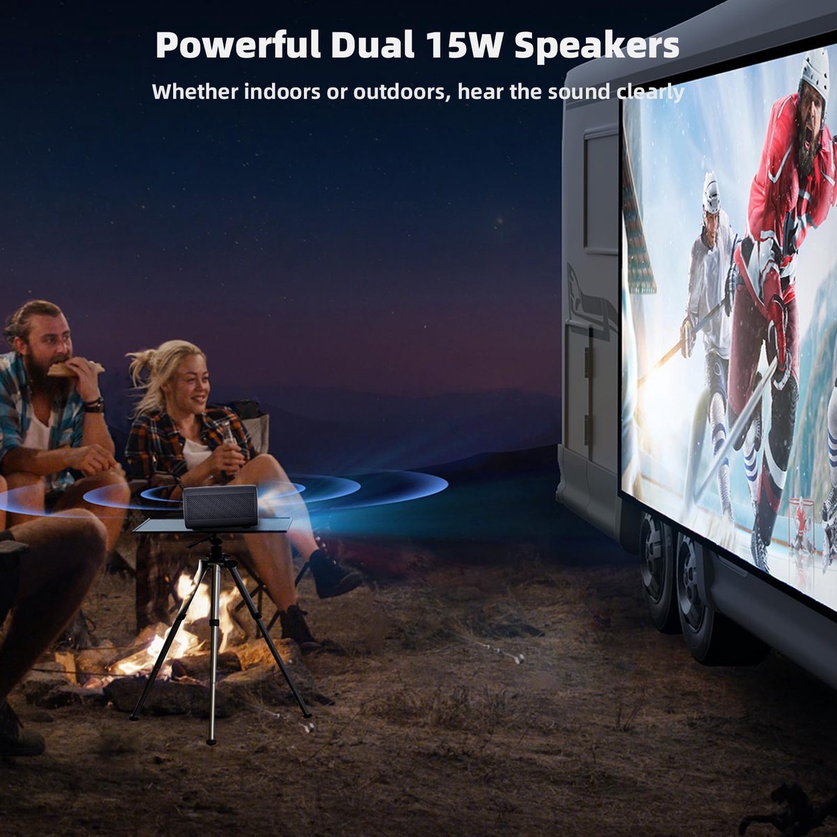SnelShoppen - CASIRIS Omnistar Beamerset 100 inch Scherm, 1500 ANSI, Autofocus, 1080p Full HD, 4K-ondersteuning, 5G WiFi en Bluetooth Projector voor T