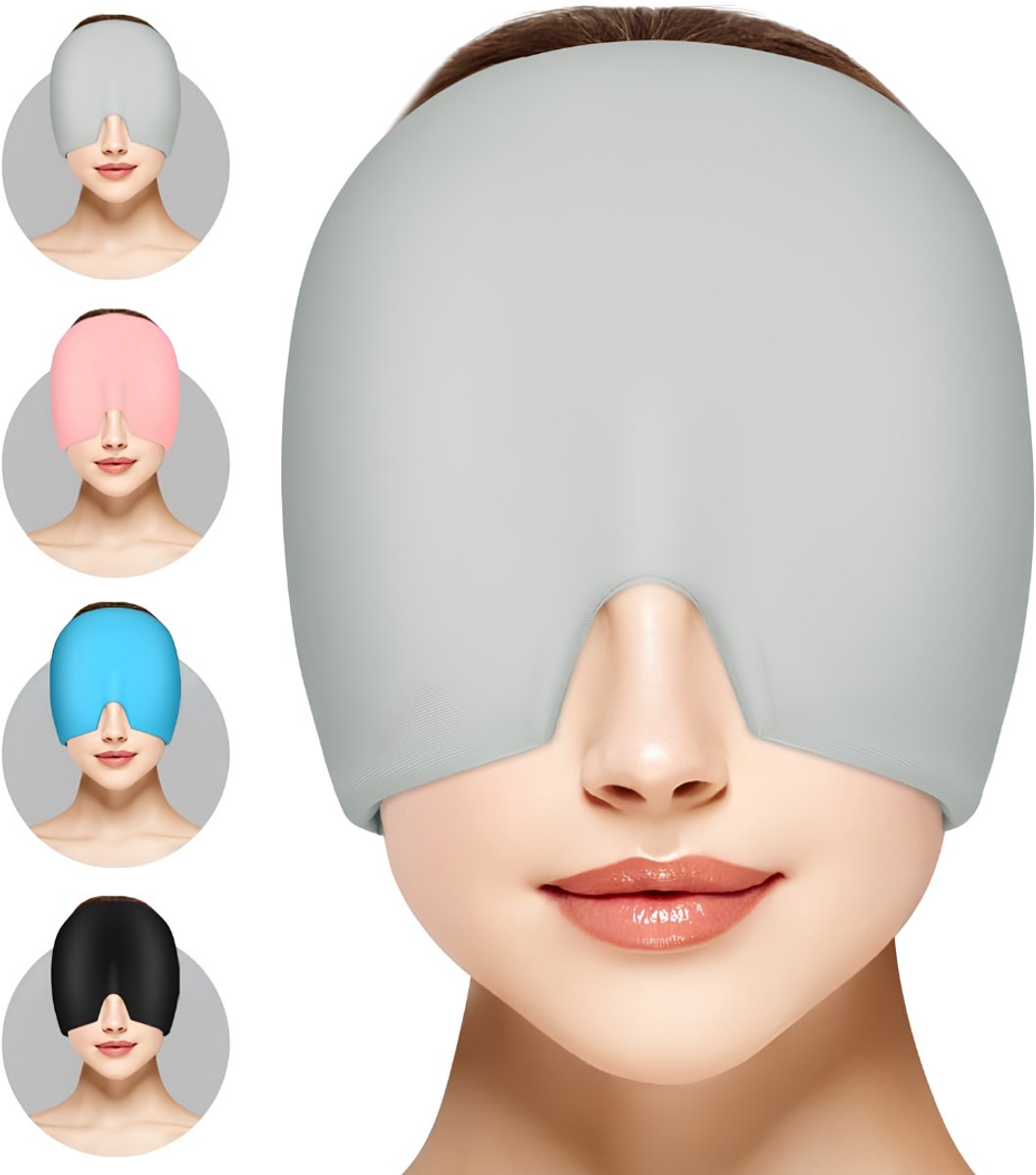 JCP® Migraine Masker - Migraine Muts - Hoofdpijn Masker - Grijs - 24cm x 18cm x 2cm