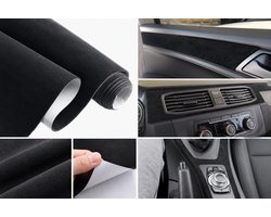 Sterke Zelfklevende Zwarte Suède Stoffenfolie – Auto Interieurfolie 100x50 cm truck bekleding/styling vrachtwagen