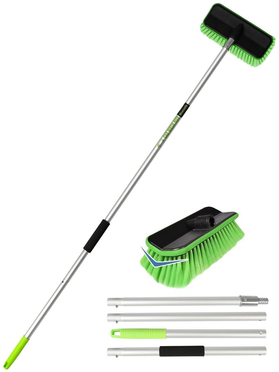 SnelShoppen - 153 cm V-vormige autowasborstel met lange steel, sneeuwborstel, zacht borsteldesign, geen zwevend haar, ideaal voor SUV, MPV, vrachtwage