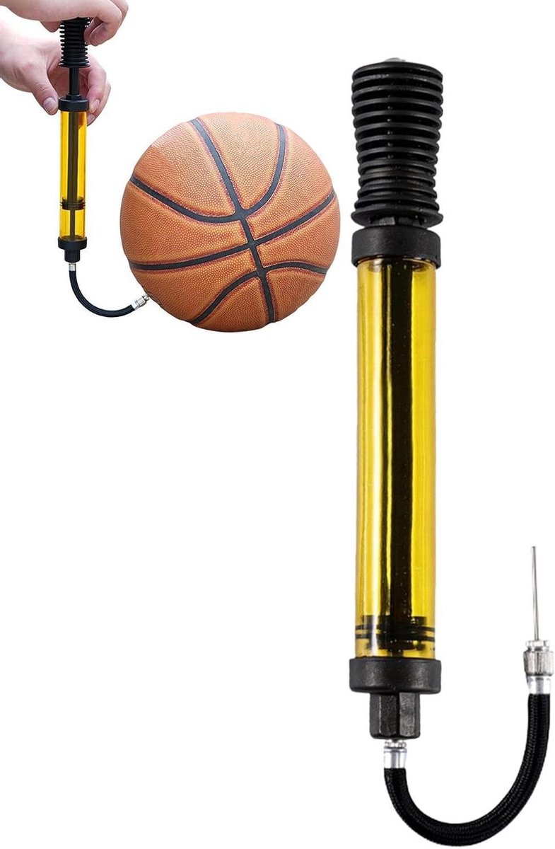 Luchtpomp Voor Ballen - Opblaaspomp - Sport En Feestjes - Draagbaar En Compact - 21 Cm - Geel