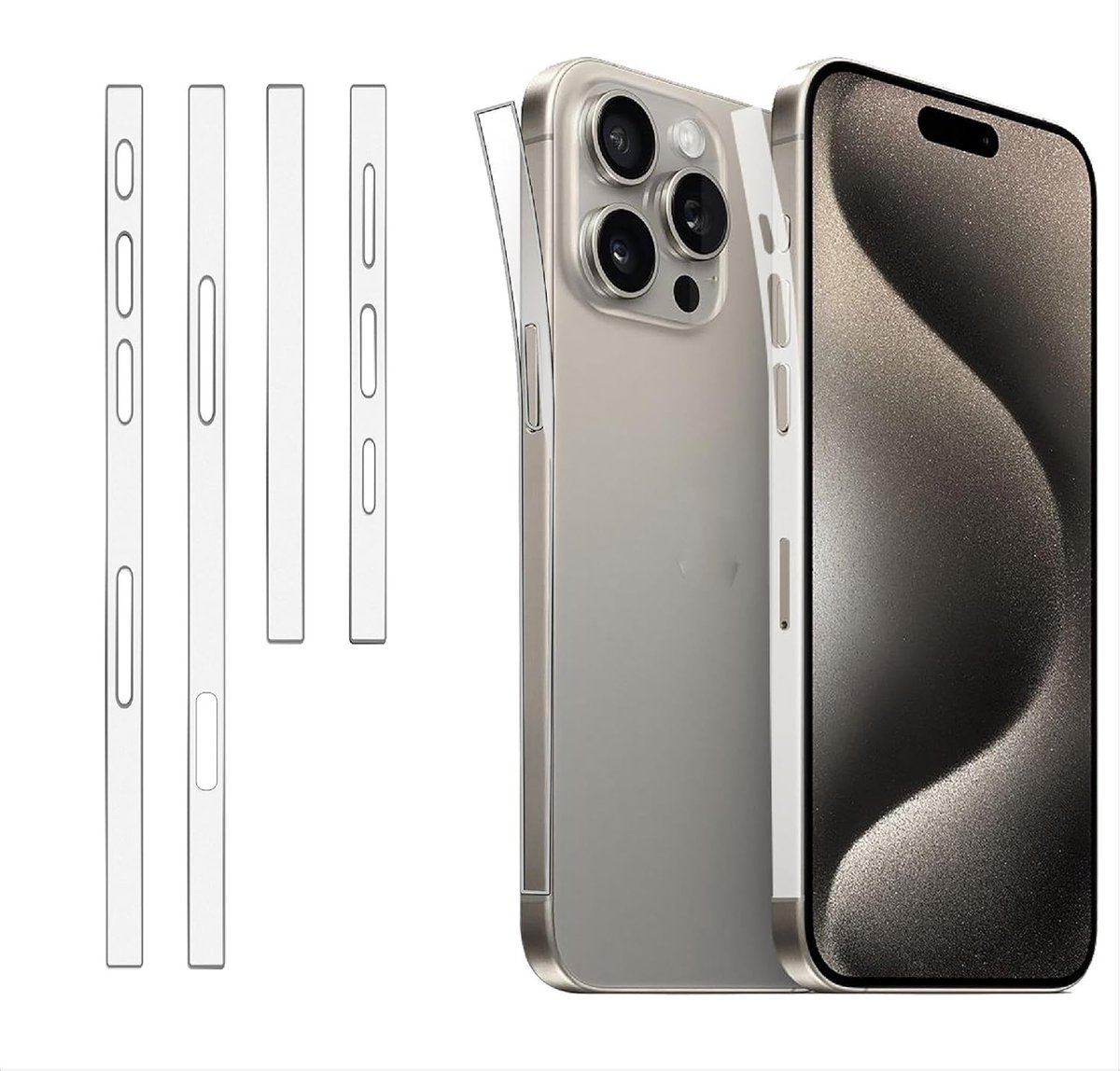[4 stuks Zijrandfolie Compatibel met iPhone 16 Pro, Matte Textuur Ultra Dun Flexibel TPU, Compatibel Hoesje, Zijbeschermingsfolie - Doorschijnend