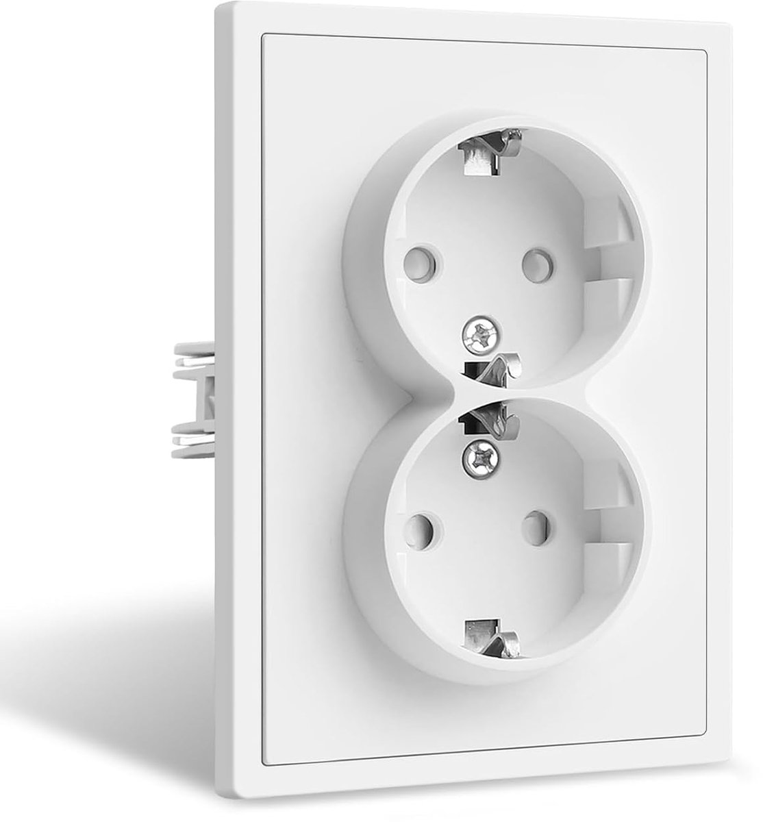Inbouw Dubbel Stopcontact,wit Dubbel Socket with Plug Clamp Sockets