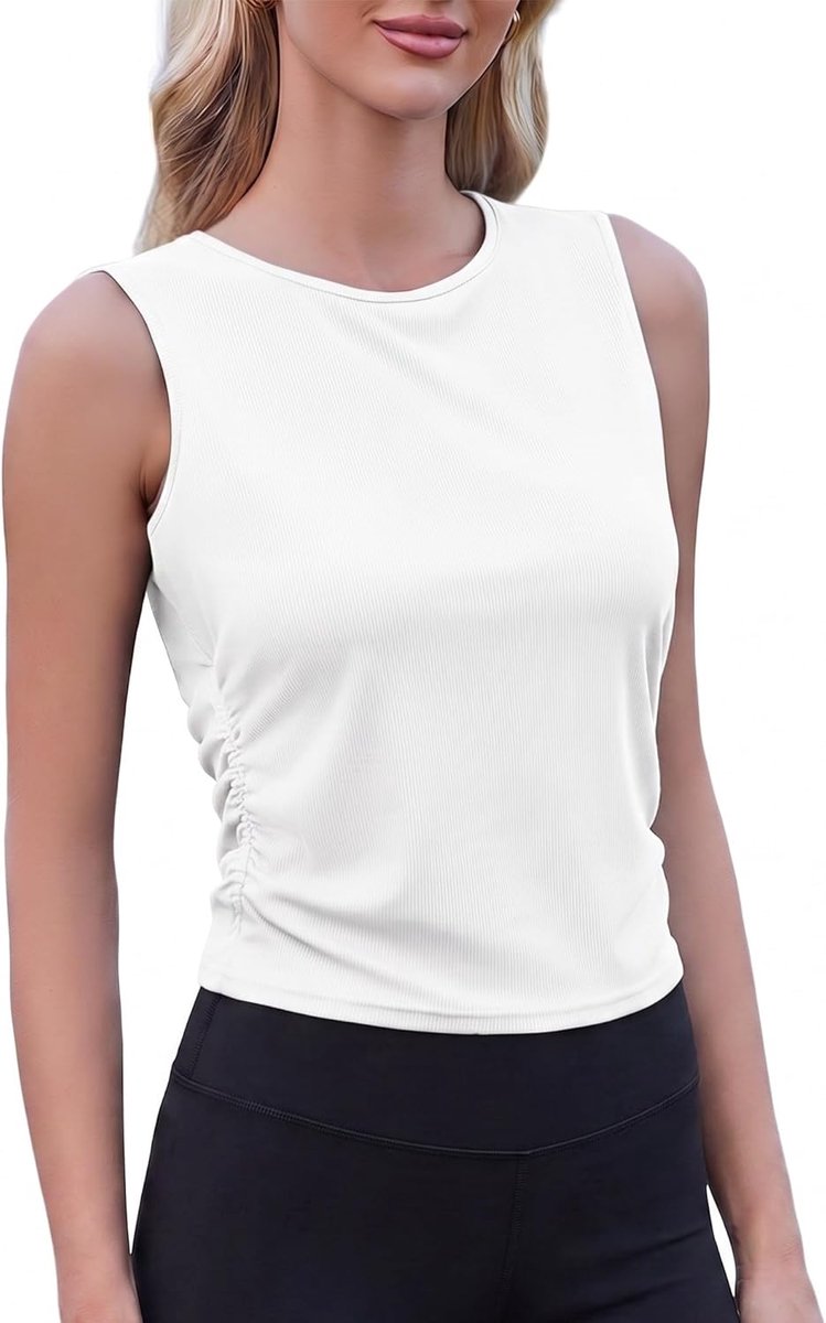 Dames Sport Tanktop Mouwloos Yoga Shirt Geribbelde Crop Top Lichtgewicht Functioneel Fitness Casual Zomer Tops
