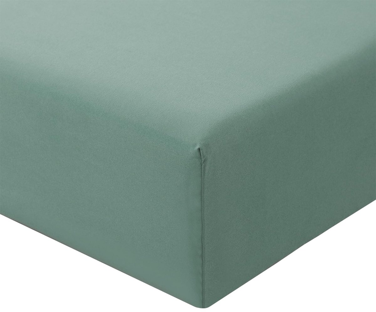 SnelShoppen - Hoeslaken 140 x 200 cm, Saliegroen Microvezel, Diepte 30 cm - Geschikt voor Dekbedovertrek 140 x 200 cm, Ideaal voor Bedden en Slaapkame