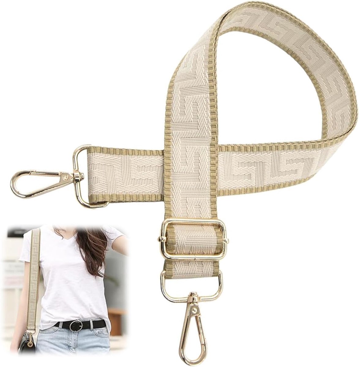 draagriem tas, tasriem beige - handtasriem van, verwisselbare tasriemen, verstelbare schouderriem voor schoudertas, riem voor dameshandtassen