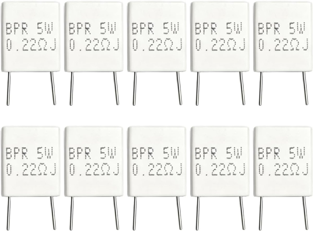 10 stuks 0,22R 5 W 5% cementweerstand, 0,22 Ohm niet-inductieve weerstand, voor voeding, printplaat reparatie, audioapparatuur
