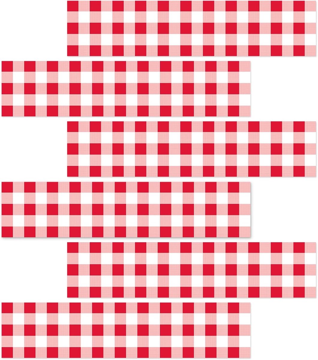 Eetbare Taartranden, 28x6,2 cm Rode Gingham Zijdecoratie Voorgesneden Eetbare Rijstpapier Taartrand voor Feestjes