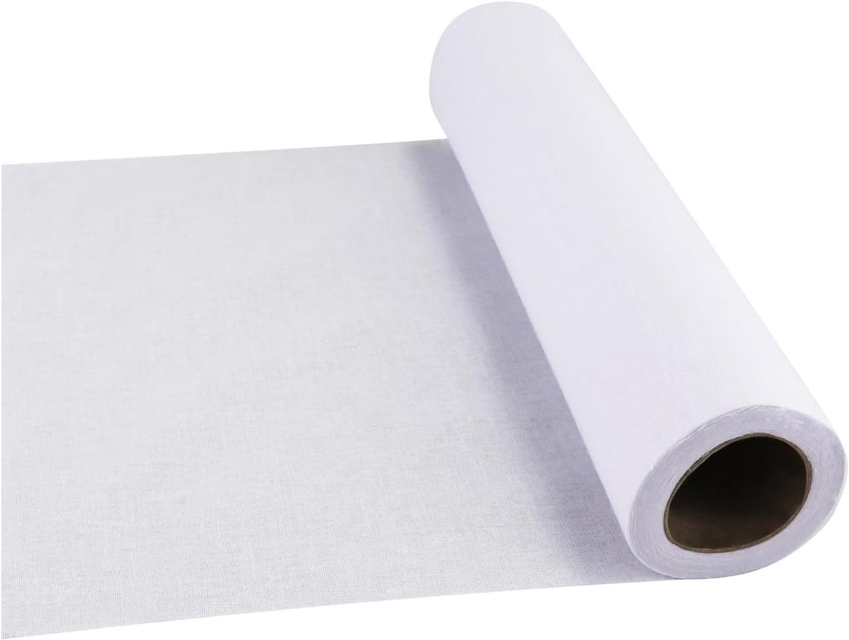 Tussenvoering, 27cm x 9,1m Middelzware Strijkbare Tussenlaag Enkelzijdig 100% Katoen Opstrijkbare Tussenlaag voor Overhemden DIY-handwerkbenodigdheden, Wit