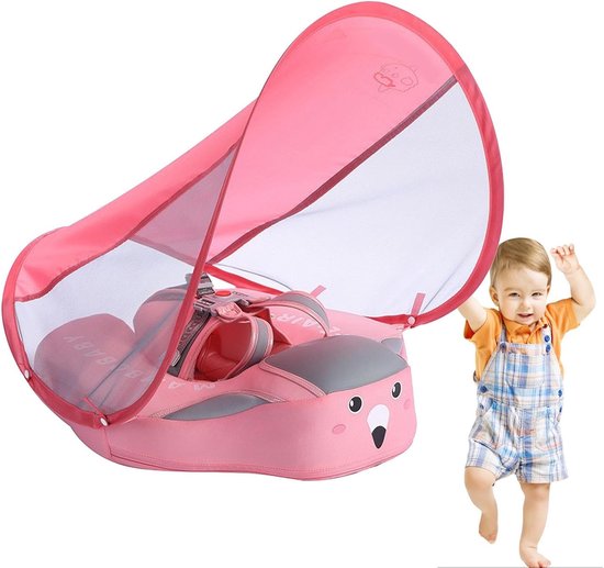 Baby Zwemring - Baby Zwemband - Veilig Spelen - Met Zonnedak - 3-24 maanden - Roze — afbeelding 4