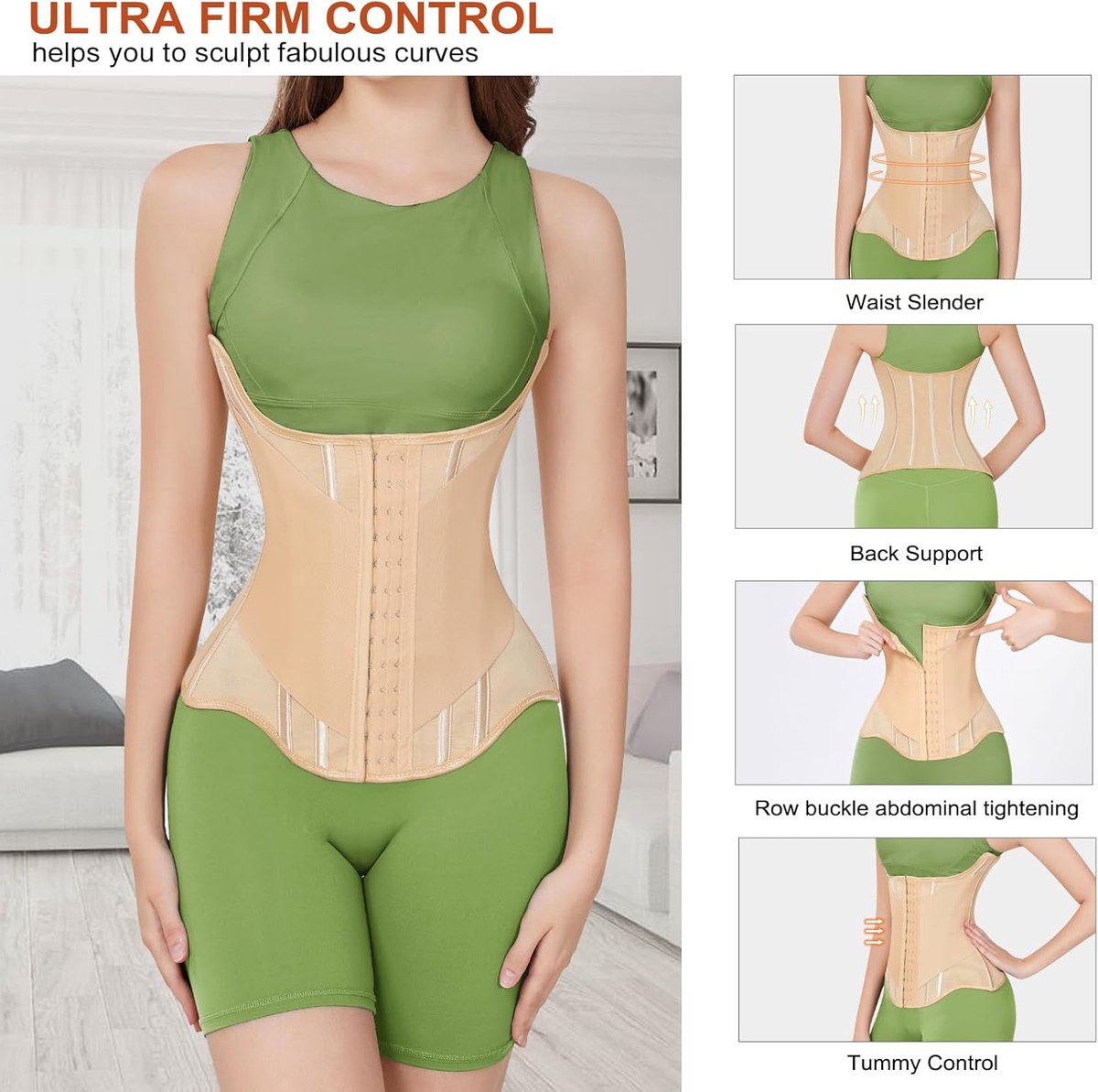 Korset voor dames, buikweg, tailletrainer dames, fitness, tailletrainer, buikwegriem, U-vormige