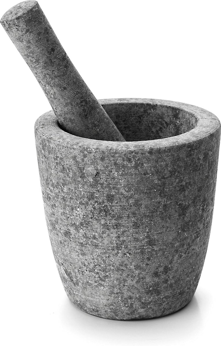 Vijzel en stampen van graniet, steen, grijs, 12 cm
