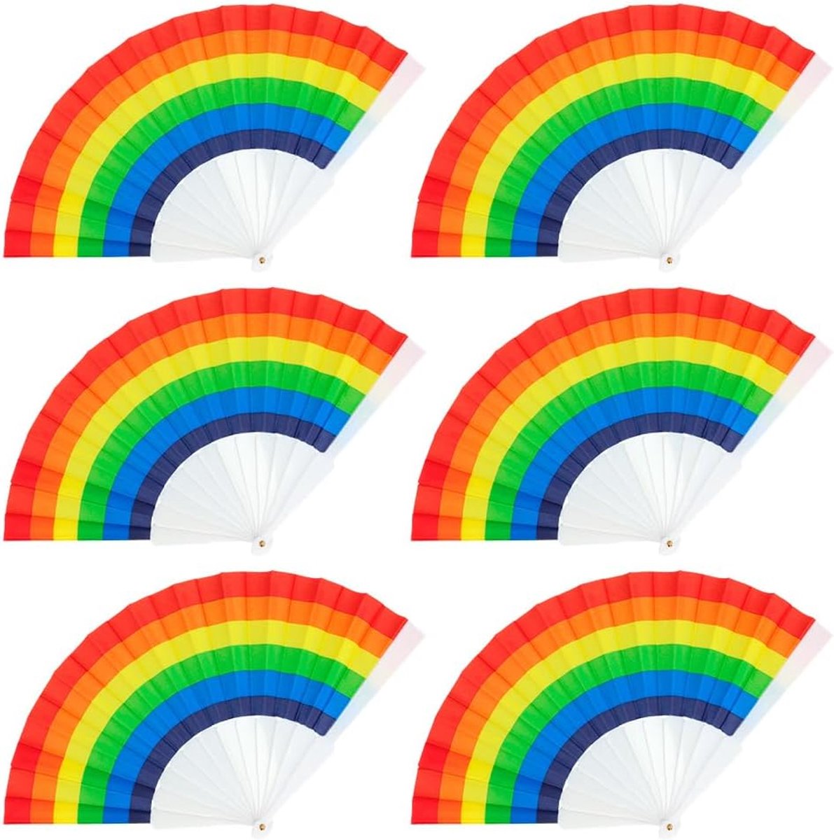 - 44638 - Waaier Pride, 6 stuks, uitklapbare waaier, regenboog, LGBTQ, Progress, verkleedaccessoires, themafeest
