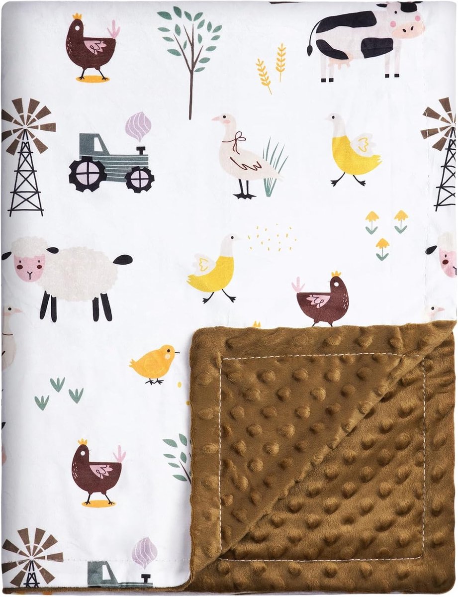 SnelShoppen - Babydeken 75 x 100 cm, Katoenen Zachte en Ademend Knuffeldeken voor Pasgeborenen en Peuters, Geschikt voor Jongens en Meisjes (Koe)