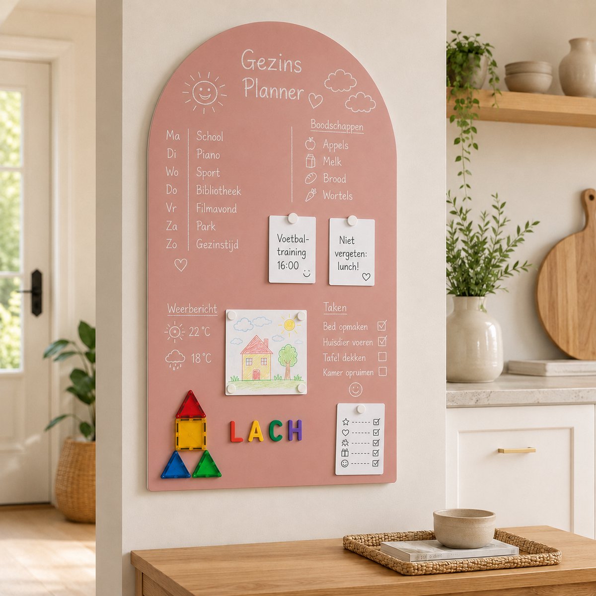 Magneetbord Muur Zelfklevend 80 x 100 cm – Roze – Magnetisch Whiteboard Zonder Boren – Krijtbord Sticker – Planbord – Familieplanner – Kinderkamer