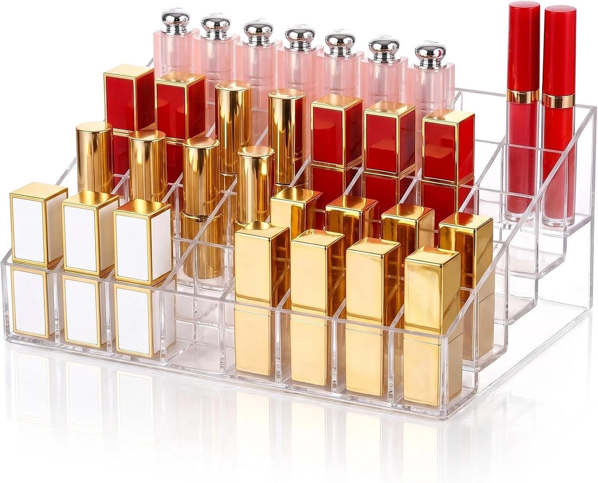 SnelShoppen - 40 Vakken Lippenstift-Organizer - Transparante Acryl Lippenstifthouder voor Cosmetica Opslag - Ideaal voor Badkamer, Wastafelblad en Kap
