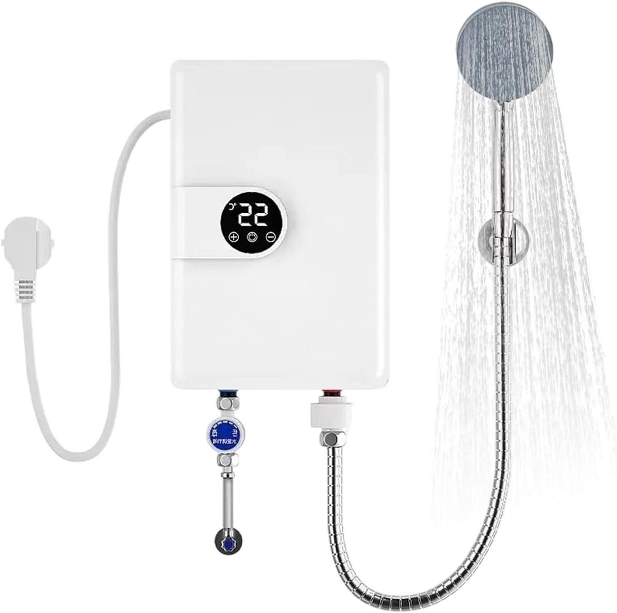 Tankloze Boiler - Directe Waterverwarmer - Direct Warm Water - Digitaal Display - 30.5 cm - Wit