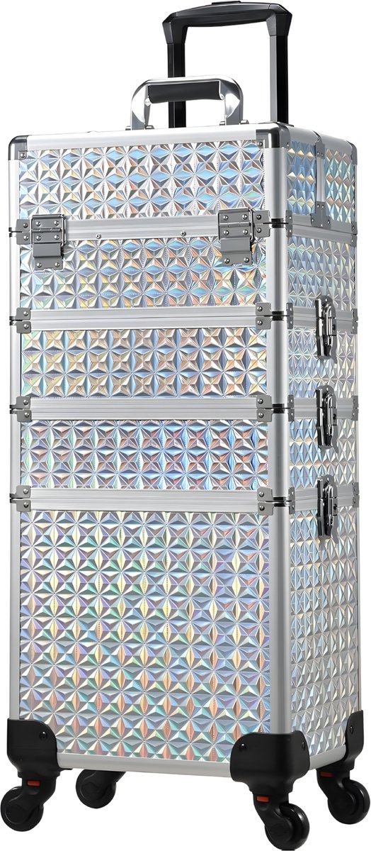 Beauty Trolley 4-in-1 Afneembaar - Grote Opslag - Met Wielen & Slot - Aluminium Case