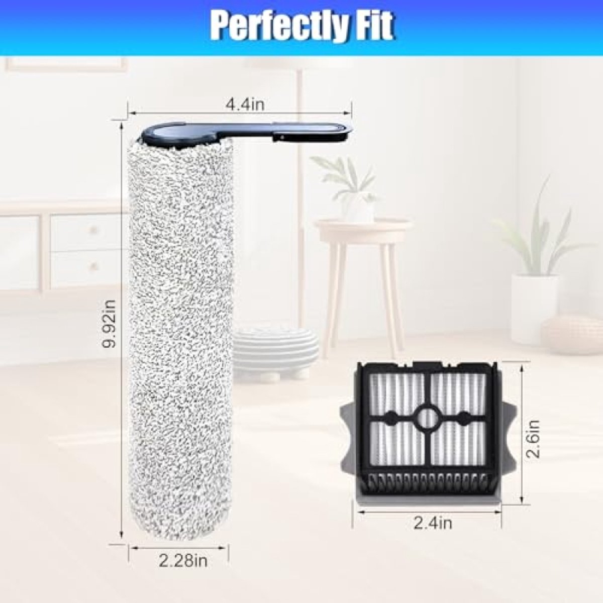 PromoHome Vervangingsrol & Filters voor Tineco Floor ONE Stretch S6 - 6 stuks (2 Rollen + 3 HEPA + 1 Reinigingstool)
