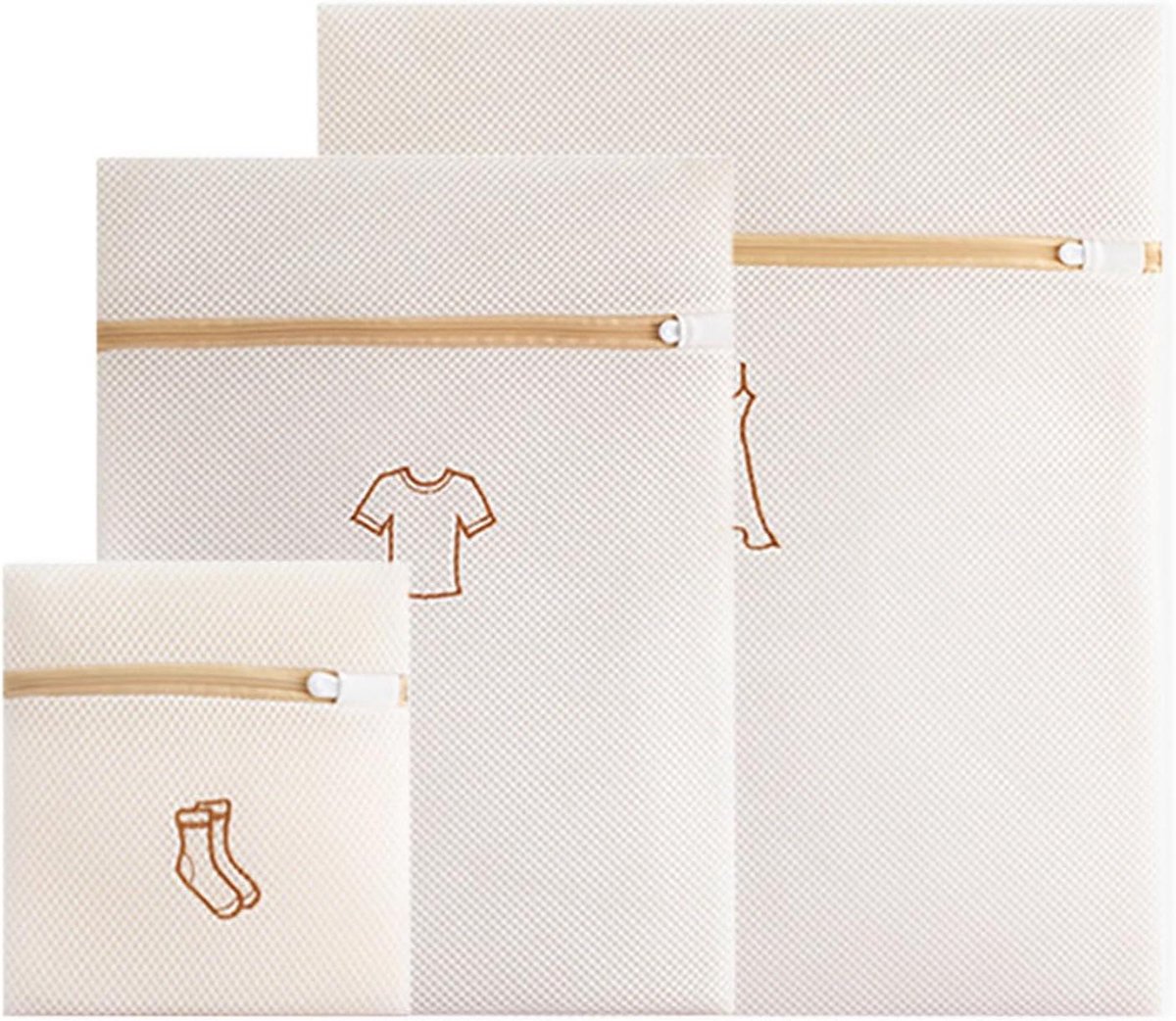 Wasnetten Set - Wasmachinezakken - Kleding Beschermen - Anti-vervorming - 3 Maten - Wit Geel