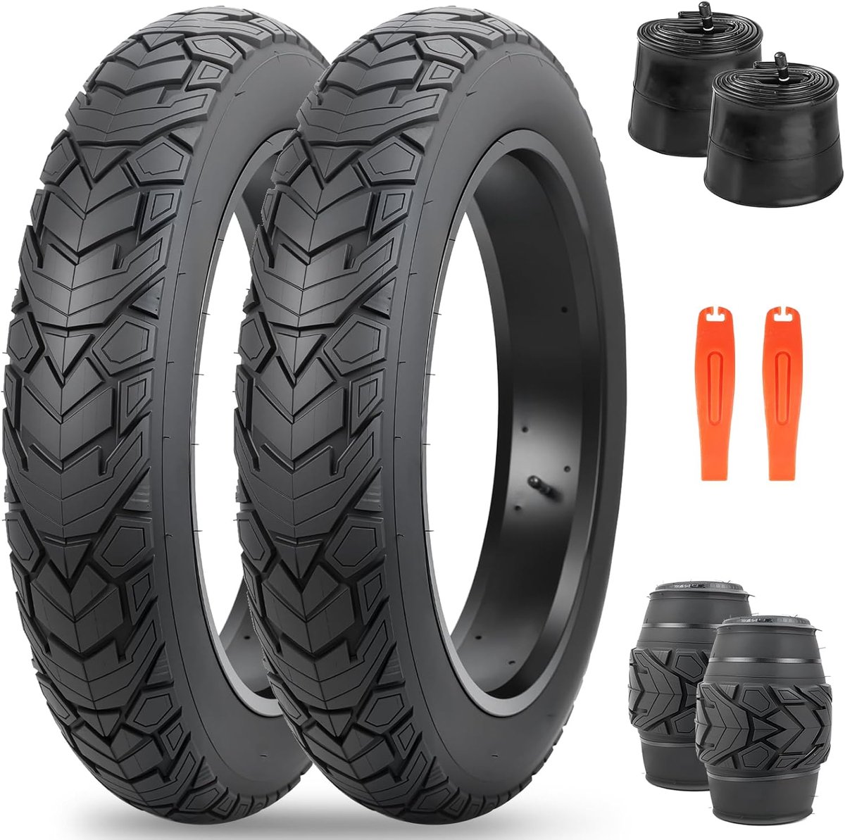 Fatbike Banden 20 x 4.0 Inch - Set van 2 Buitenbanden en 2 Binnenbanden - All-Terrain - Met Bandenlichters