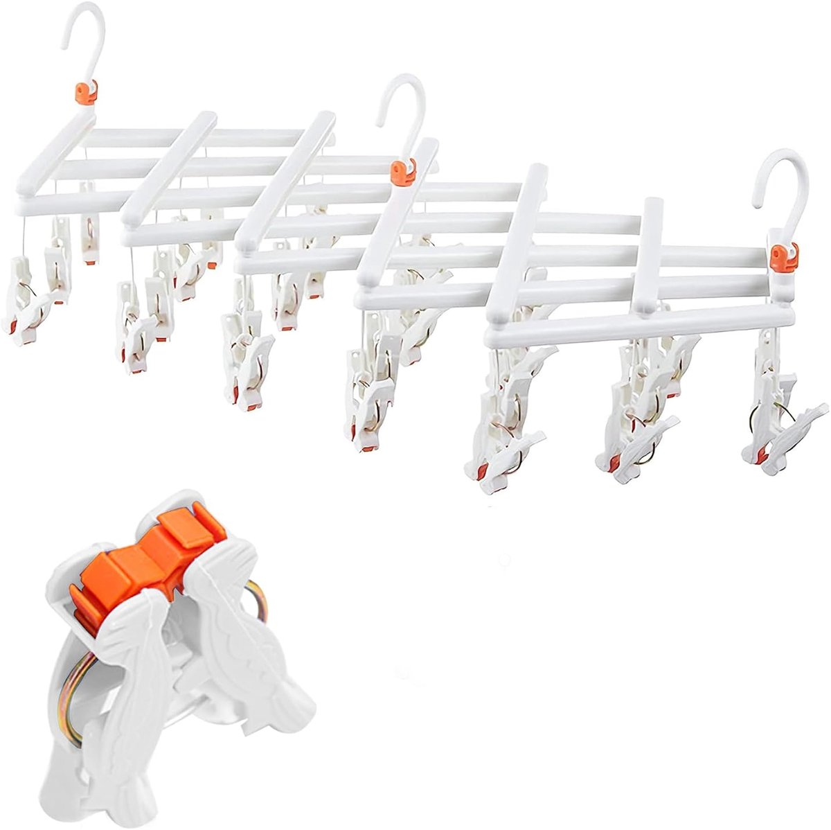 KZQ Opvouwbaar sokken- en wasdroogrek - 360° draaibare haak - Multifunctionele hanger voor nat en droog gebruik - Compact en draagbaar - Wit