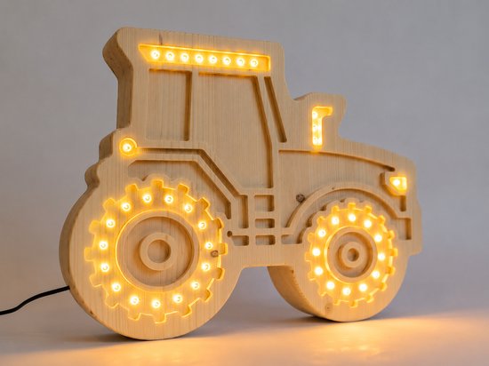 Tractor nachtlamp - Kinderkamer - Babykamer - LED-Verlichting - Hout - Handgemaakt - Lamp - Trekker - Lichtenhout.nl van Lichtenhout.nl — afbeelding 4