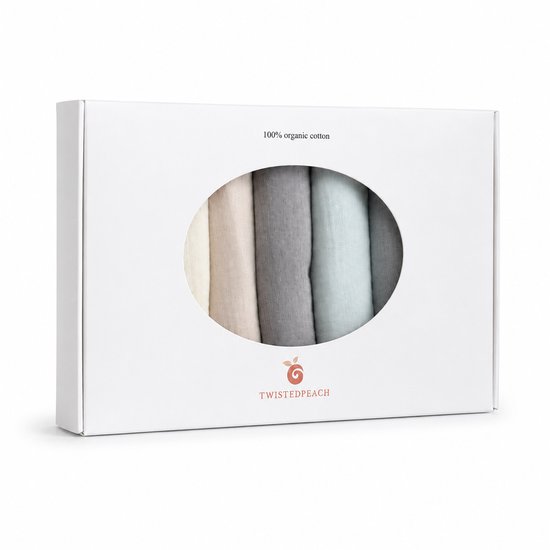 Twisted Peach - Spuugdoekjes - Set van 7 - Blauw - Beige - Monddoekjes - Hydrofiel - 28x28cm van Merkloos — afbeelding 2