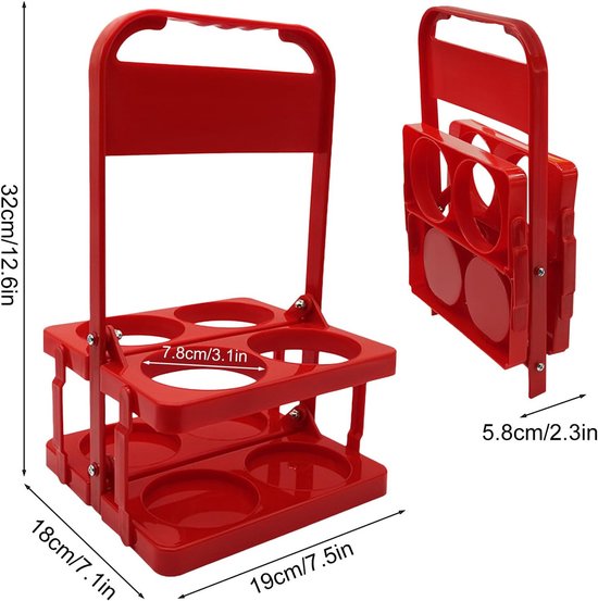 Flessenhouder - Drager Mand - Dranken Vervoeren - Opvouwbaar Ontwerp - 4 Flessen - Rood — afbeelding 5