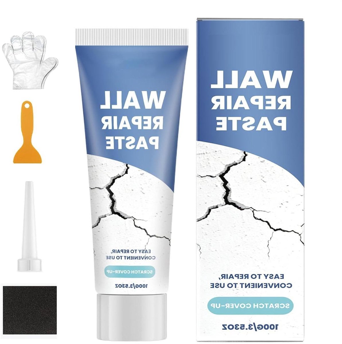 Muurscheurreparatiepasta - Gipsplaatvuller Kit - Muren Herstellen - Snel Drogende Formule - 100g - Wit