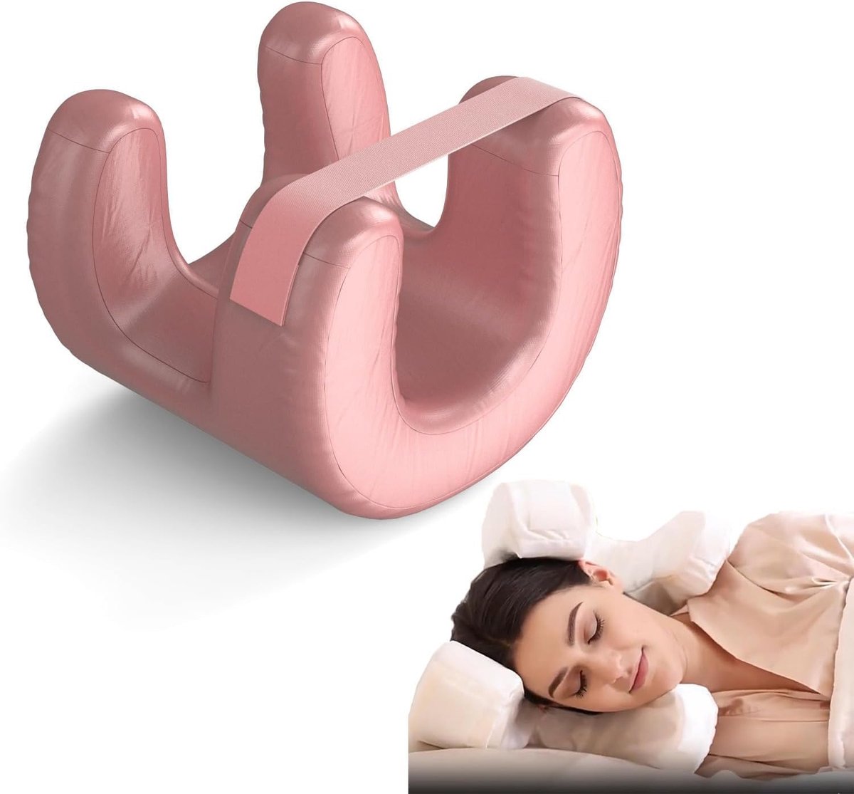 anti-rimpelkussen, neksteun, orthopedisch kussen, anti-aging schoonheidskussen, geheugenschuimkussen, neksteunkussen, voor het behoud van gezichtsrimpels, slaaprimpels (roze)
