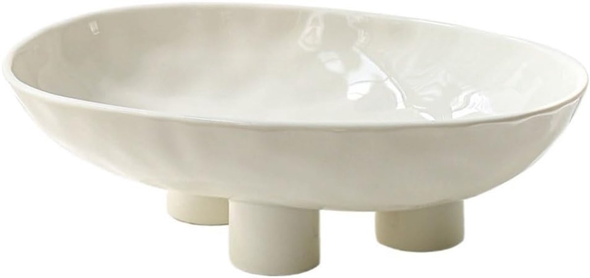 Fruitschaal Keramische driepoot fruitschaal, moderne minimalistische serveerschaal, decoratief tafelstuk for thuis(Wit)