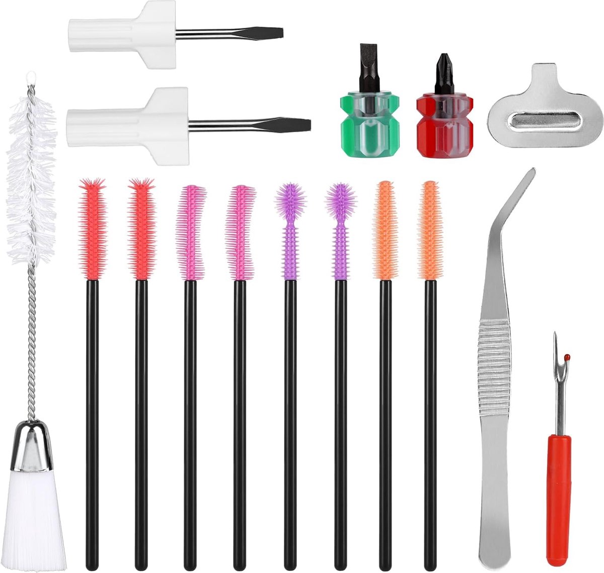 16st Naaimachine Reinigingsset, Naaimachine Spleet Reinigingsgereedschap Inclusief Dubbele Kop Borstel, Schroevendraaier, Siliconen Borstel, Pincet, Naadscheurder, Reparatie Accessoires