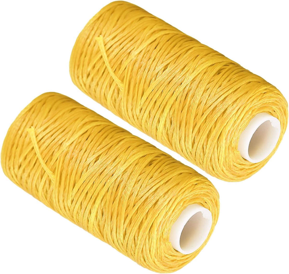 naaigaren, 50 meter 150D/1 mm draad, polyester stikdraad geel - (Toepassingen: voor het naaien van lederen ambachten), 2-delig