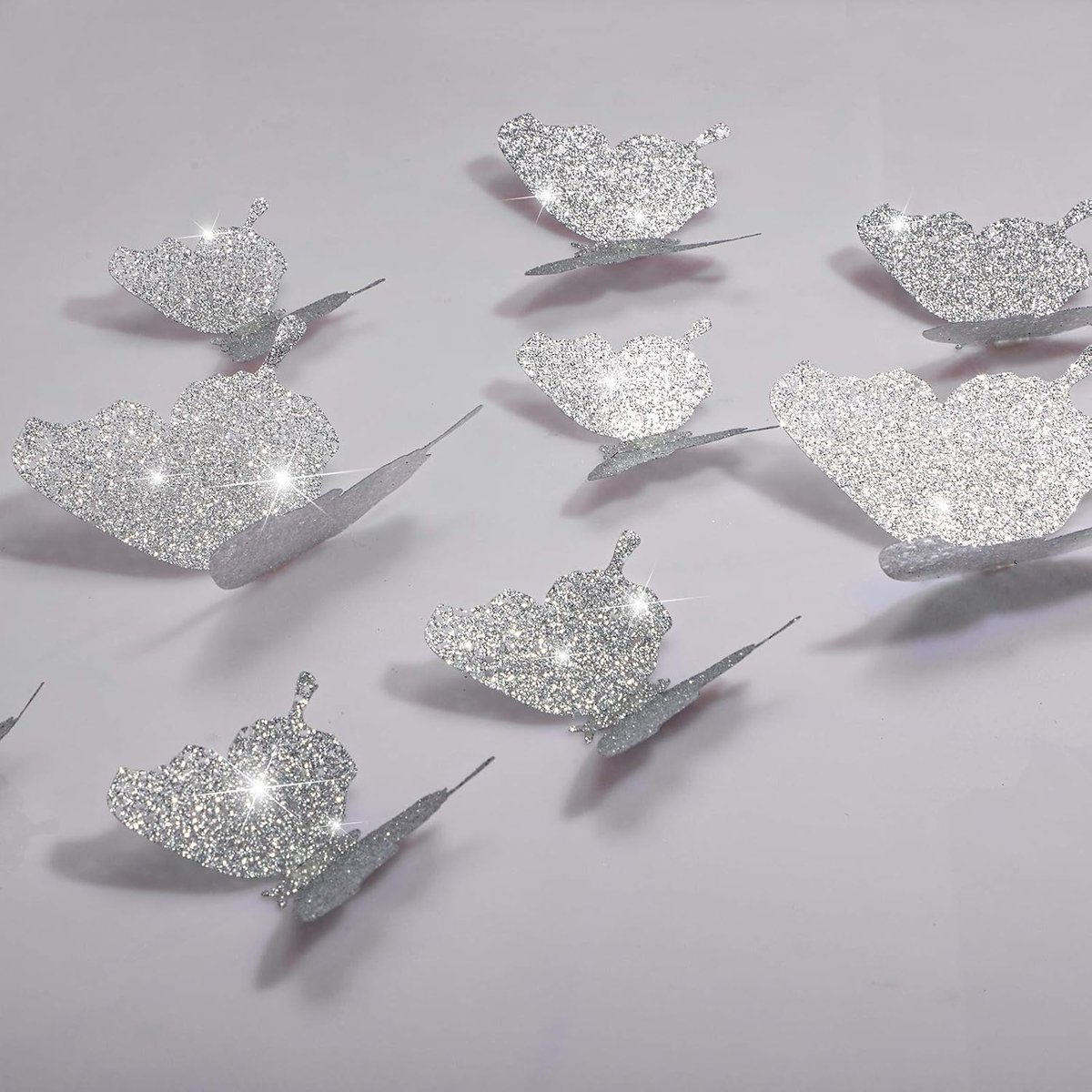 36 stuks DIY glitter vlinder combinatie 3D vlinder muurstickers stickers huisdecoratie (glitter zilver)