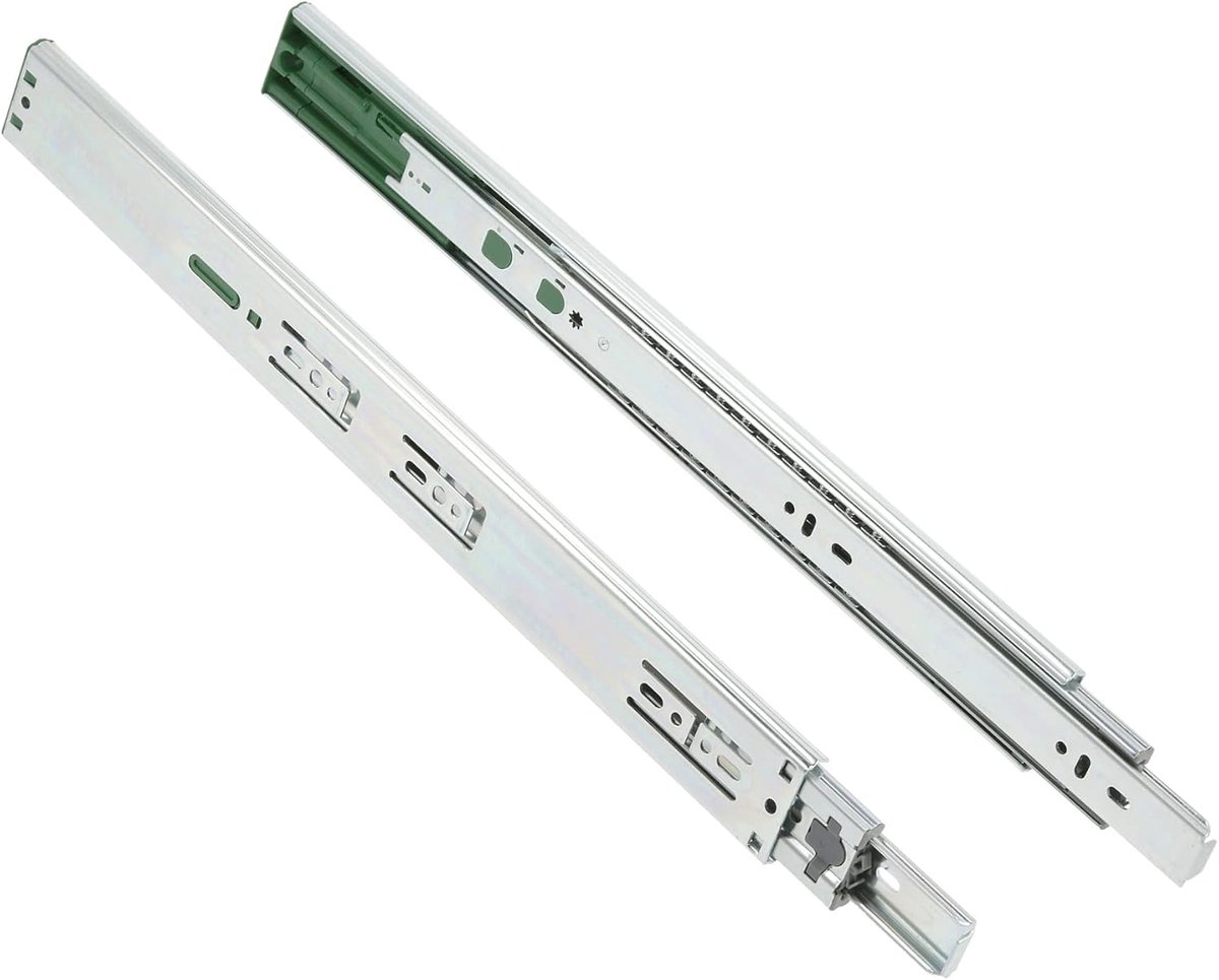 Ladegeleiders, 45 x 300 mm, push-to-open + soft-close railsysteem, telescopische rail kogelgeleiding, belastbaar tot 30 kg, 1 set = 2 stuks