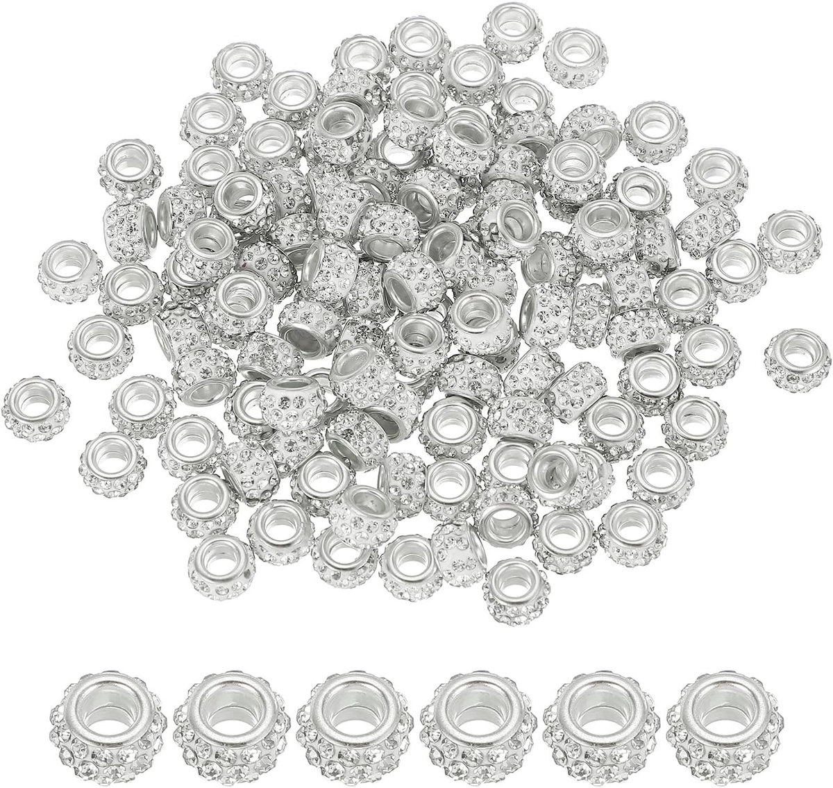Kralen, 120 stuks witte straalkralen, sprankelende kristalknutselkralen voor het maken van pennen, armbanden, doe-het-zelf knutselen