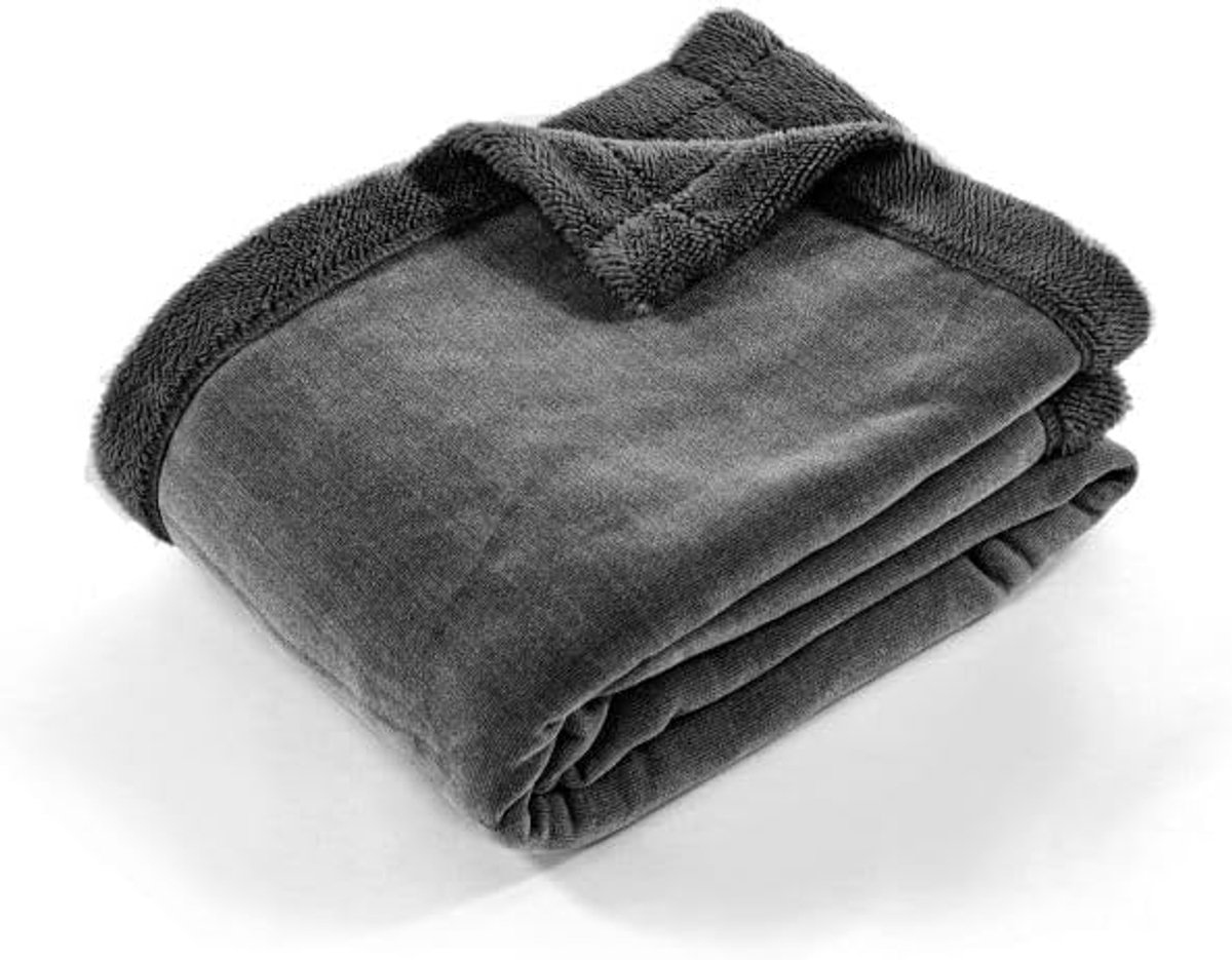 - Deken CHENILLE BRUSHED - microflanel plaid - 130x170 cm - Grijs
