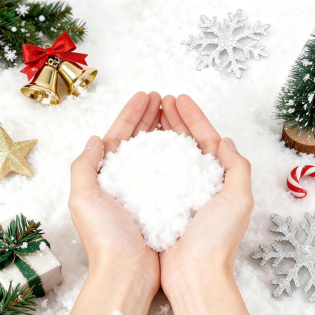 Kunstsneeuwdecoratie, kerstdecoratie kunstsneeuw, kerstvulling, geschikt voor kerstfeestdecoraties/wit