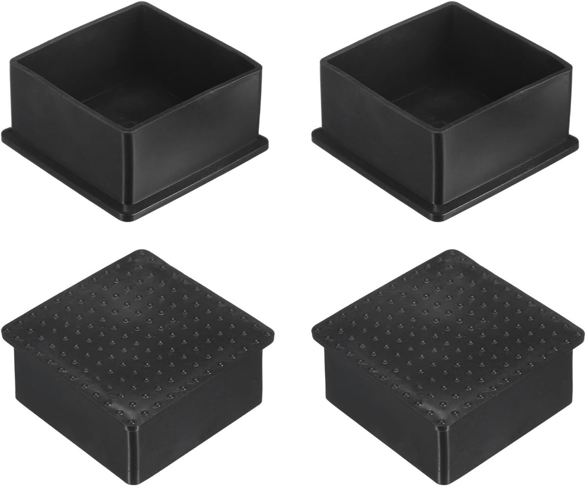 METERXITY Set van 4 vierkante meubeldoppen, 60 mm PVC pootdoppen voor stoelen/tafel/bed, meubels hardhouten vloerbeschermers voethoezen bekers