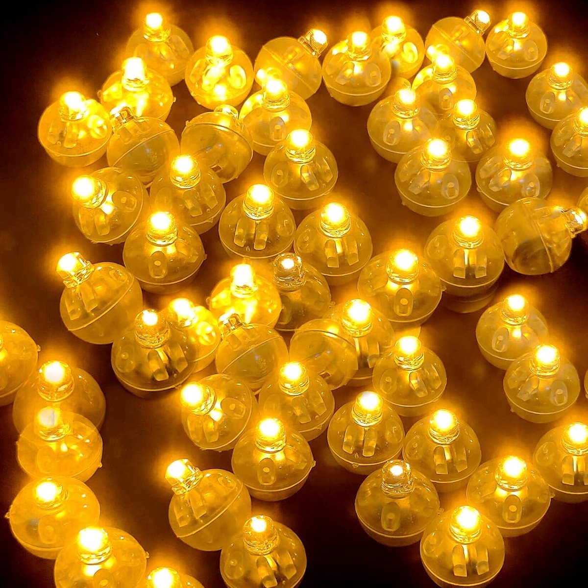 50 stuks led-ballonlampjes, warmwit, ronde mini-led-ballonnen, lichtballen, klein, voor papieren lantaarns, bruiloft, Kerstmis, feest, verjaardag, Halloween, decoratie (geel)